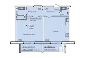 1-к квартира, строящийся дом, 52м2, 10/10 этаж
