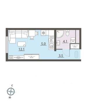 Студия квартира, вторичка, 25м2, 25/25 этаж