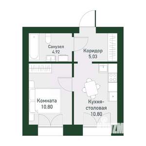 1-к квартира, вторичка, 33м2, 4/4 этаж