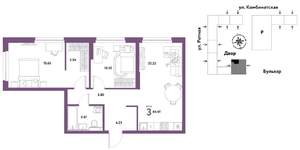 3-к квартира, строящийся дом, 64м2, 3/21 этаж