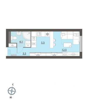 Студия квартира, вторичка, 25м2, 12/32 этаж