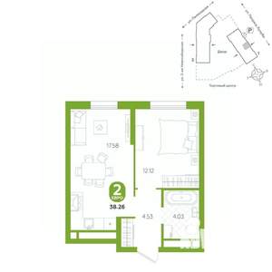 2-к квартира, вторичка, 38м2, 13/24 этаж