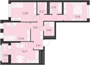3-к квартира, вторичка, 75м2, 6/16 этаж