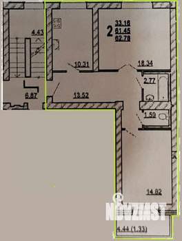2-к квартира, вторичка, 62м2, 2/6 этаж