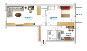 2-к квартира, вторичка, 46м2, 4/5 этаж