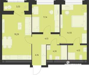 2-к квартира, вторичка, 64м2, 18/19 этаж
