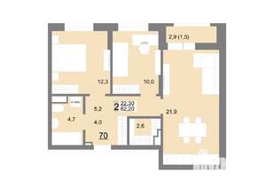 2-к квартира, вторичка, 62м2, 9/26 этаж
