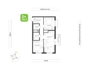 2-к квартира, вторичка, 59м2, 19/24 этаж