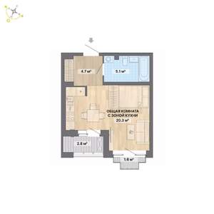 1-к квартира, вторичка, 35м2, 4/4 этаж