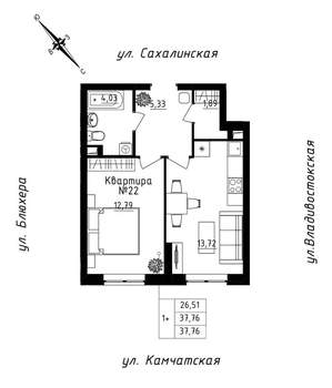 1-к квартира, строящийся дом, 38м2, 2/25 этаж