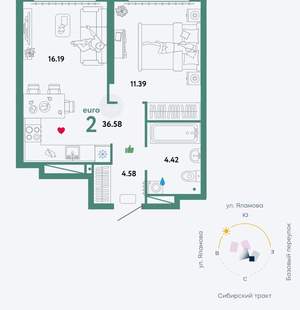 2-к квартира, вторичка, 36м2, 9/32 этаж