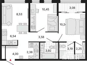 3-к квартира, вторичка, 58м2, 22/25 этаж