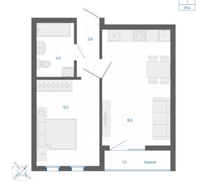 1-к квартира, вторичка, 39м2, 3/32 этаж