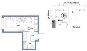 Студия квартира, вторичка, 26м2, 12/21 этаж