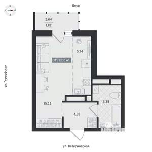 Студия квартира, вторичка, 32м2, 18/24 этаж