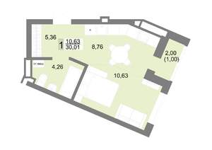 Студия квартира, строящийся дом, 30м2, 8/22 этаж