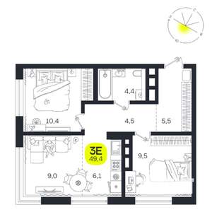 3-к квартира, вторичка, 49м2, 19/27 этаж