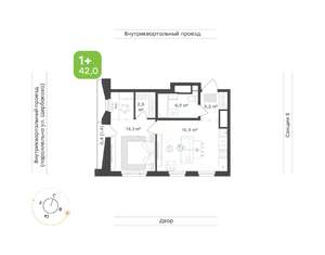 1-к квартира, вторичка, 42м2, 3/24 этаж