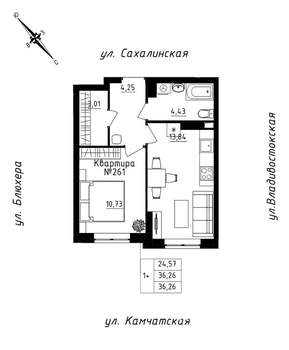 1-к квартира, вторичка, 36м2, 22/25 этаж