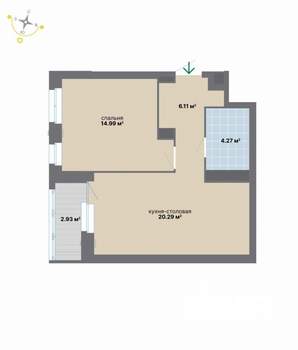 1-к квартира, вторичка, 49м2, 7/9 этаж