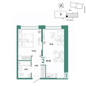 2-к квартира, вторичка, 40м2, 8/24 этаж