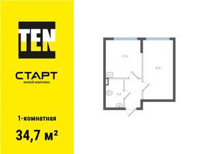 1-к квартира, вторичка, 35м2, 1/25 этаж