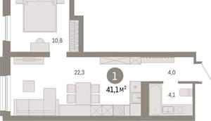 1-к квартира, вторичка, 41м2, 2/8 этаж