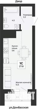 Студия квартира, строящийся дом, 28м2, 7/25 этаж