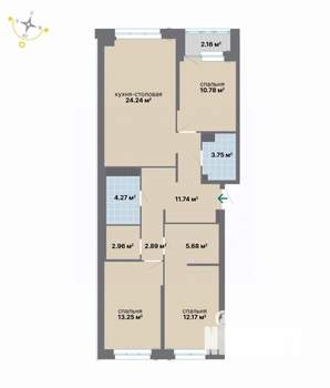 3-к квартира, вторичка, 94м2, 7/9 этаж