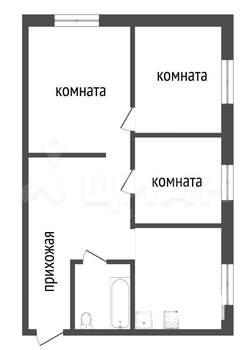 3-к квартира, вторичка, 51м2, 2/5 этаж