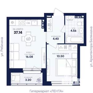 1-к квартира, вторичка, 37м2, 2/26 этаж