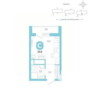 Студия квартира, вторичка, 22м2, 5/16 этаж