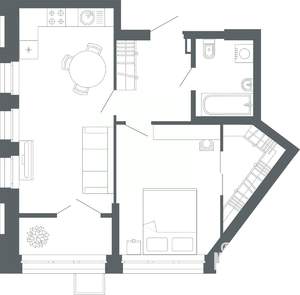 1-к квартира, вторичка, 54м2, 24/27 этаж