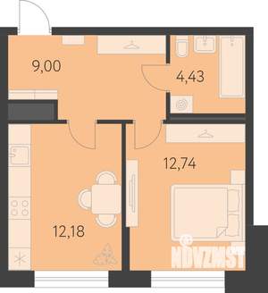 1-к квартира, вторичка, 38м2, 16/18 этаж