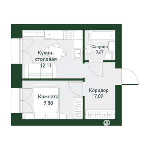 1-к квартира, вторичка, 32м2, 2/4 этаж