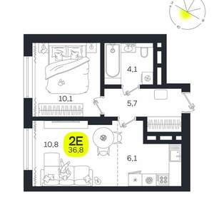 2-к квартира, вторичка, 37м2, 22/27 этаж