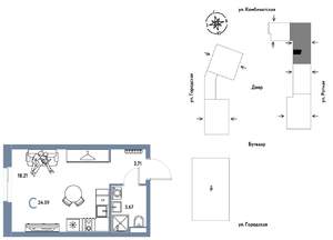 Студия квартира, строящийся дом, 25м2, 10/24 этаж