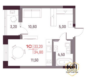 Студия квартира, вторичка, 33м2, 4/16 этаж