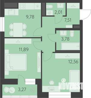 2-к квартира, вторичка, 49м2, 12/25 этаж