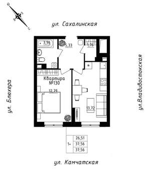 1-к квартира, вторичка, 38м2, 11/25 этаж