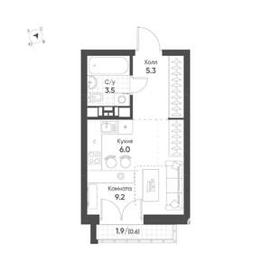 Студия квартира, вторичка, 25м2, 12/16 этаж