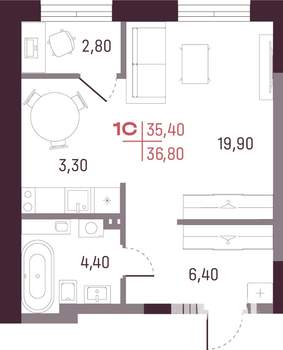 Студия квартира, вторичка, 35м2, 2/25 этаж
