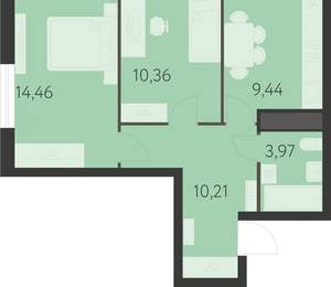 2-к квартира, вторичка, 48м2, 14/25 этаж