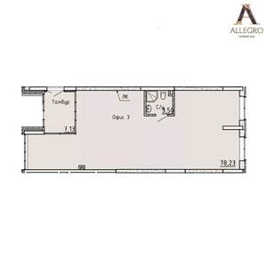 1-к квартира, строящийся дом, 95м2, 1/19 этаж