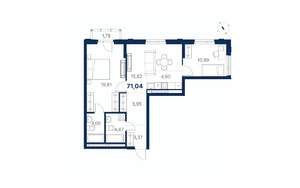 2-к квартира, вторичка, 71м2, 26/28 этаж