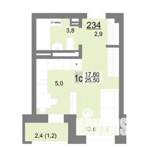 Студия квартира, вторичка, 26м2, 3/18 этаж