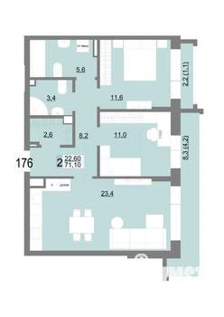 2-к квартира, вторичка, 71м2, 4/25 этаж