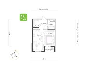 1-к квартира, вторичка, 46м2, 4/24 этаж