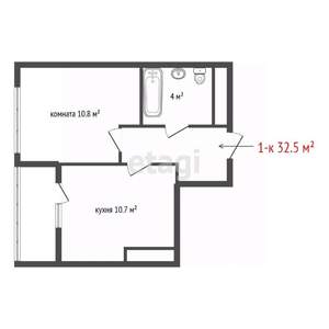 1-к квартира, вторичка, 33м2, 2/19 этаж