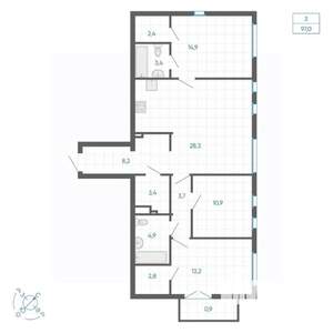 3-к квартира, вторичка, 97м2, 5/32 этаж